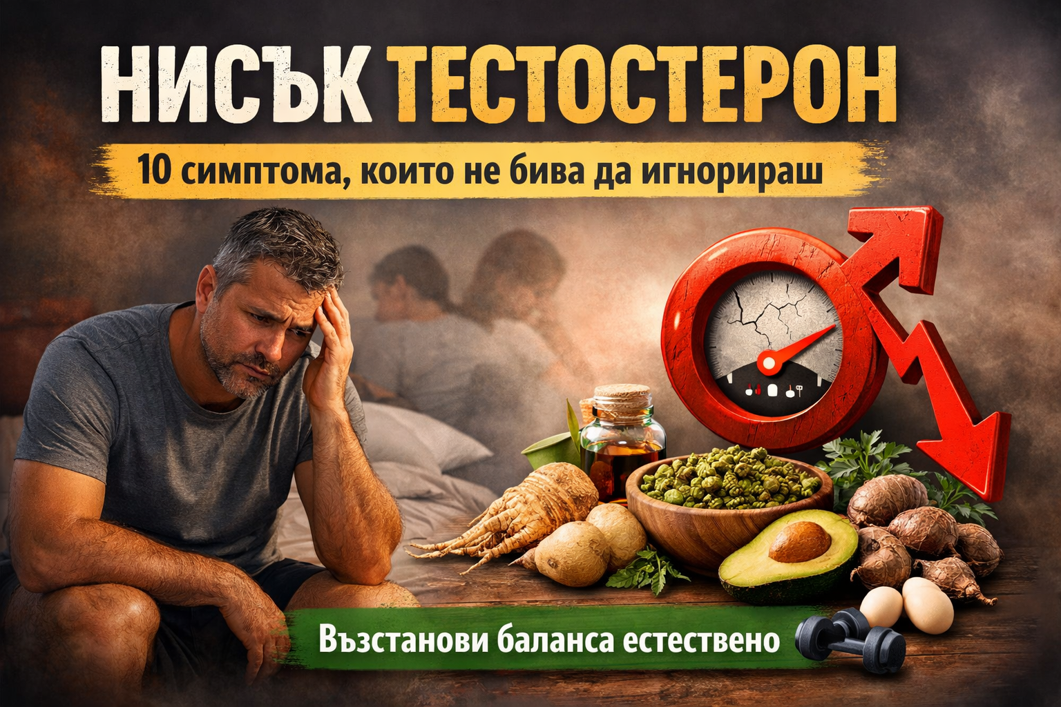 Нисък тестостерон 10 симптома, които не бива да игнорираш (и как да възстановиш баланса естествено)